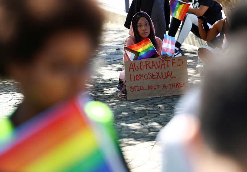 A collective of South African regional civil society organisations protest against Uganda's anti-LGBT bill in Cape Town