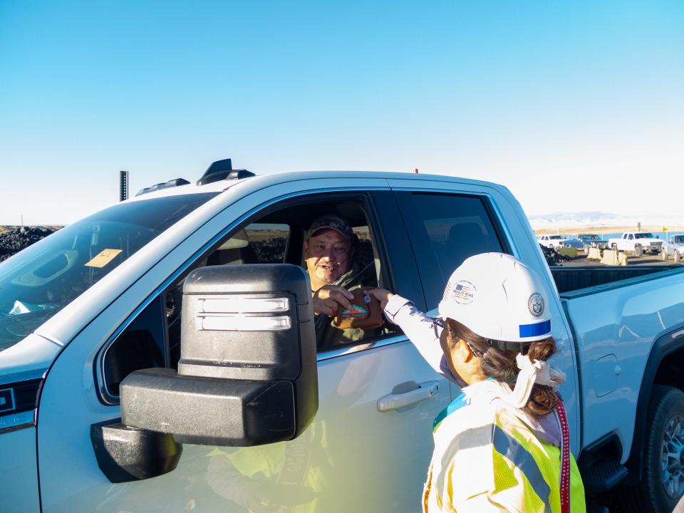 A customer arrives at the Navajo Mine on Oct. 25 to claim a free load of coal through NTEC's Community Heating Resource Program.