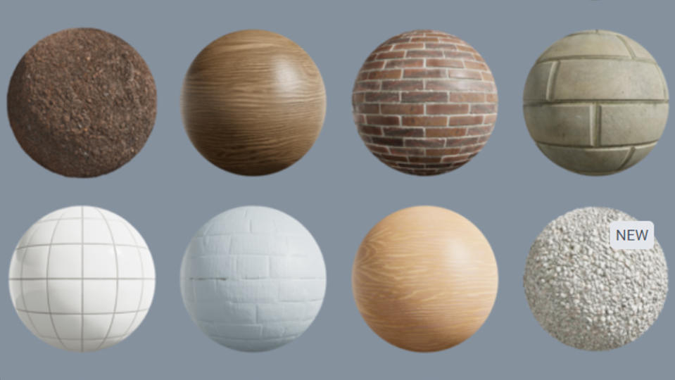 Sample images of free textures from AmbientCG