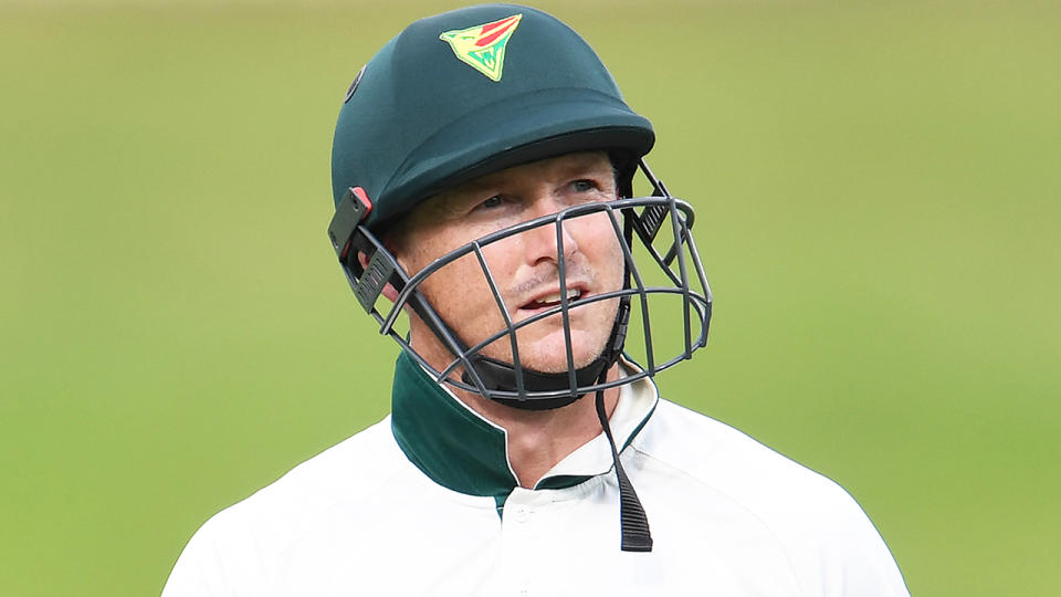 George Bailey was bowled for a golden duck in his final innings for Tasmania, before he retires to become a national selector. (Photo by Steve Bell/Getty Images)