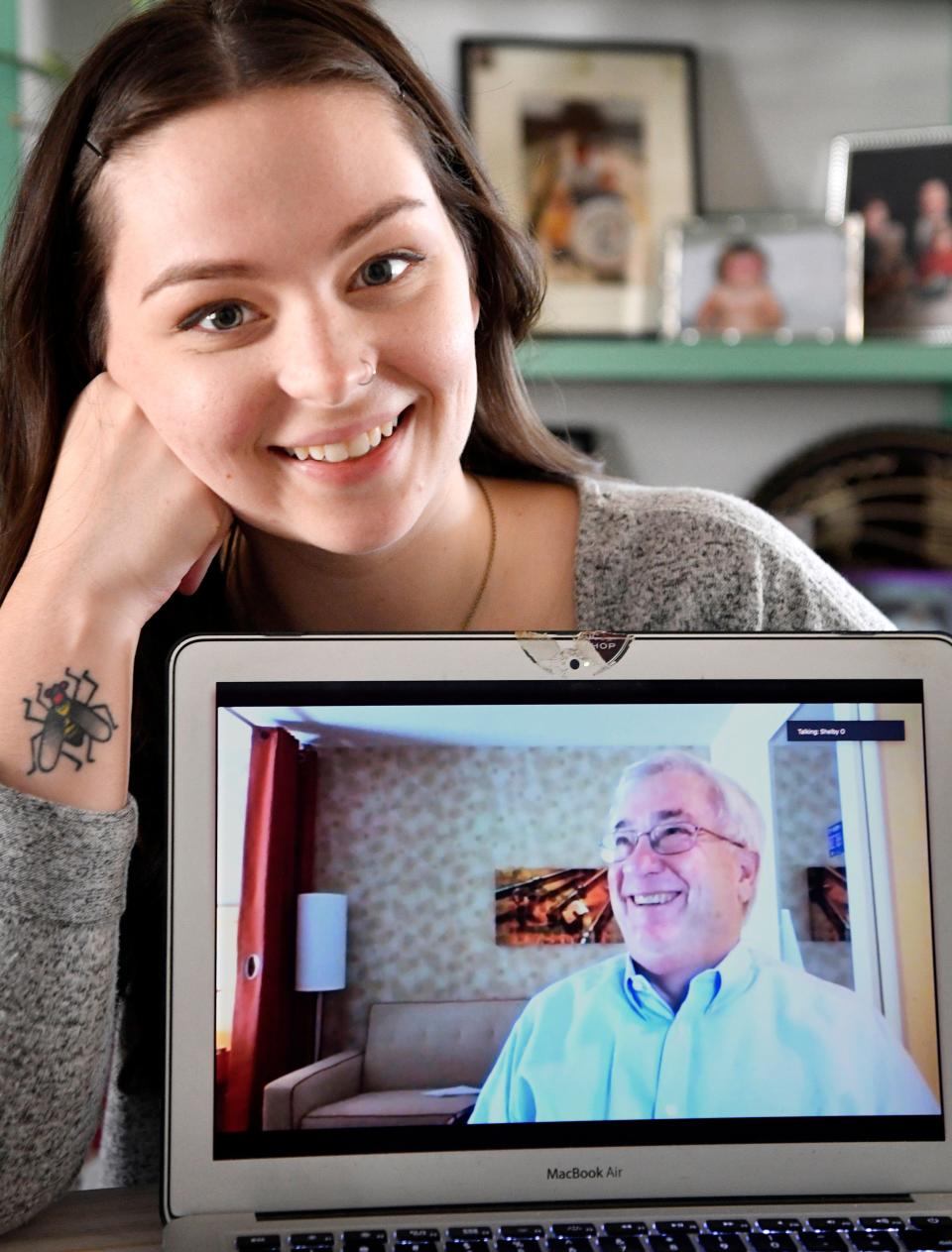 Preston O'Neal, a Donald Trump supporter, and  his daughter, Shelby O'Neal, a Biden supporter, talk via Zoom about their different views on politics in Nashville, Tenn. Tuesday, Nov. 17, 2020.