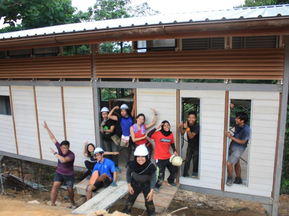 Some of the friends who helped build the tiny house.