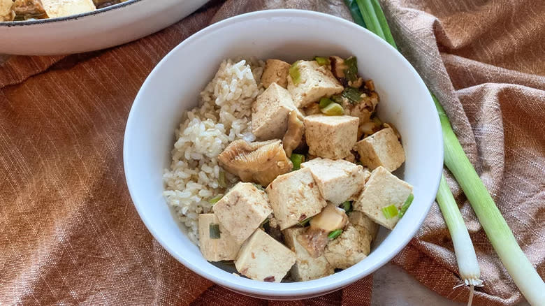 Serving of vegetarian mapo tofu