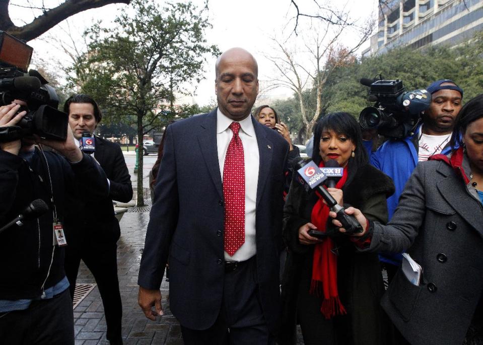 Former New Orleans Mayor Ray Nagin arrives at the Hale Boggs Federal Building in New Orleans, Monday, Jan. 27, 2014. Jury selection begins Monday in the trial of Nagin, who faces charges that he accepted bribes and free trips among other things from contractors in exchange for helping them secure millions of dollars in city work. (AP Photo/Jonathan Bachman)