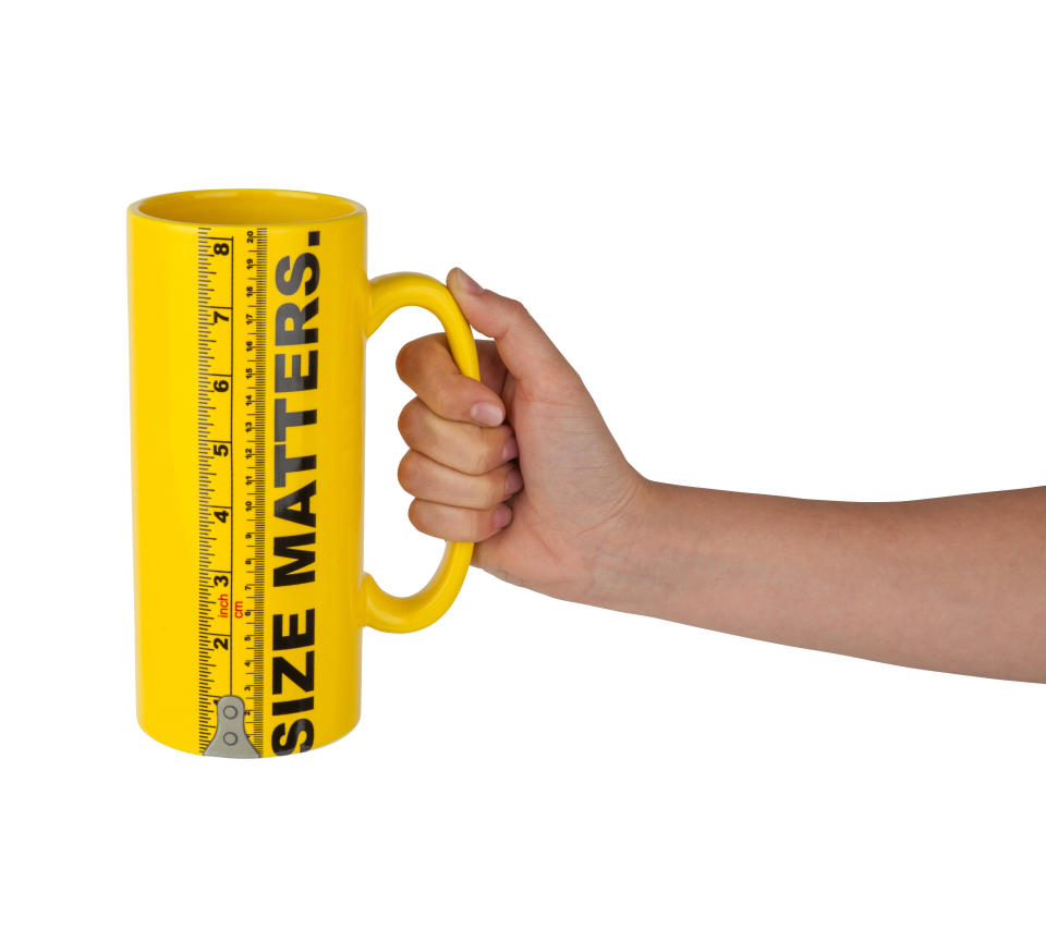 Does Dad have a problem finding coffee that measures up to his high standards? This <a href="https://www.oldies.com/product-view/58385G.html" target="_blank">ruler-themed coffee cup</a>&nbsp;declares the bigger, the better,&nbsp;at least where caffeine is concerned.