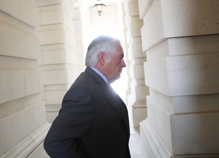 Secretary of State Rex Tillerson arriving at the Capitol, July 20, 2017. (Photo: Mark Wilson/Getty Images)