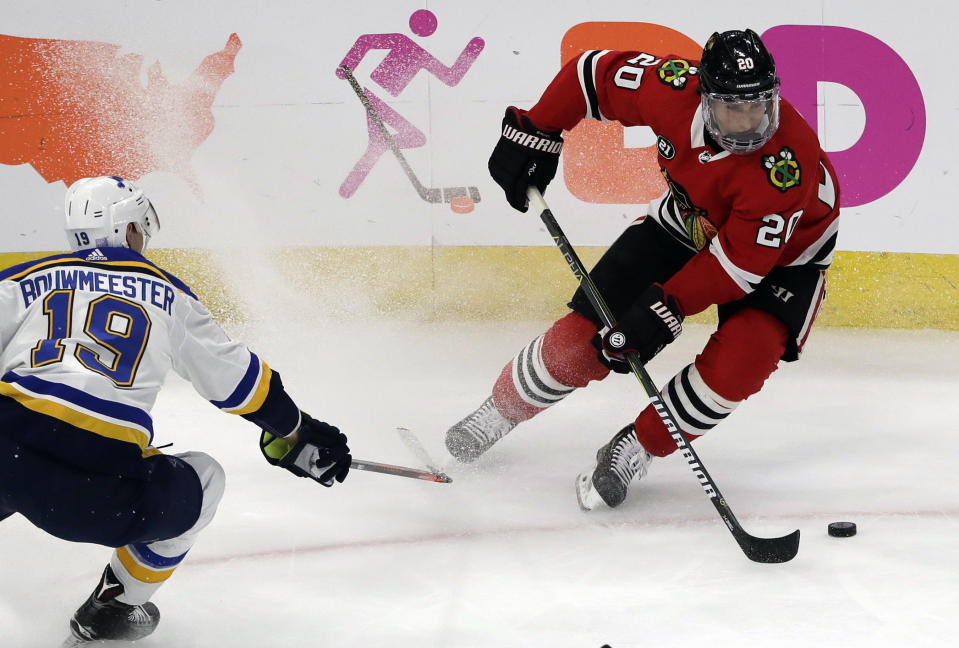 Brandon Saad has been absolutely on fire his last 15 outings. (AP Photo/Nam Y. Huh)