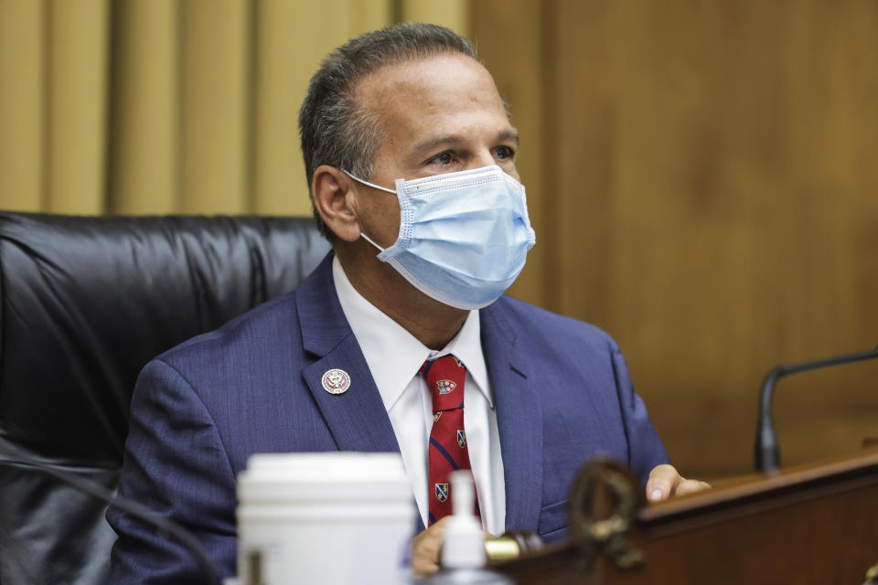 Rep. David Cicilline, D-R.I., speaks during a House Judiciary subcommittee hearing on antitrust on Capitol Hill on Wednesday, July 29, 2020, in Washington. (Graeme Jennings/Pool via AP)