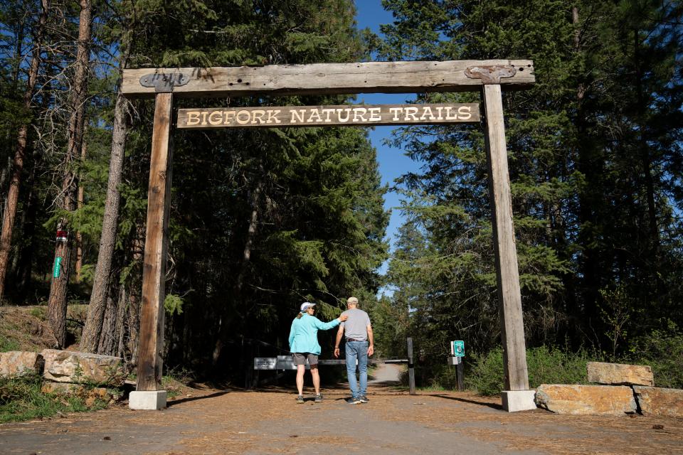 Suzi and Jack Hanna take their daily walk along the Bigfork Nature Trail near their Montana home on May 2. 