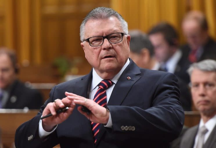 The office of Public Safety Minister Ralph Goodale, seen here on Feb. 3 in the House of Commons, says they are planning to open a counter-radicalization centre in the coming months to deal with extremism. Photo from The Canadian Press