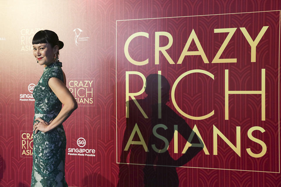 <p>Singaporean actress Janice Koh poses for photographers at the Singapore premiere of ‘Crazy Rich Asians’ on 21 August 2018. (PHOTO: Yahoo Lifestyle Singapore) </p>