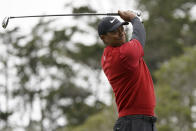 Tiger Woods watches his tee shot on the second hole during the final round of the U.S. Open Championship golf tournament, Sunday, June 16, 2019, in Pebble Beach, Calif. (AP Photo/Carolyn Kaster)