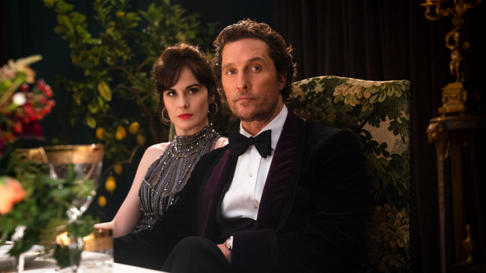 Michelle Dockery and Matthew McConaughey in 'The Gentlemen'. (Credit: EFD)