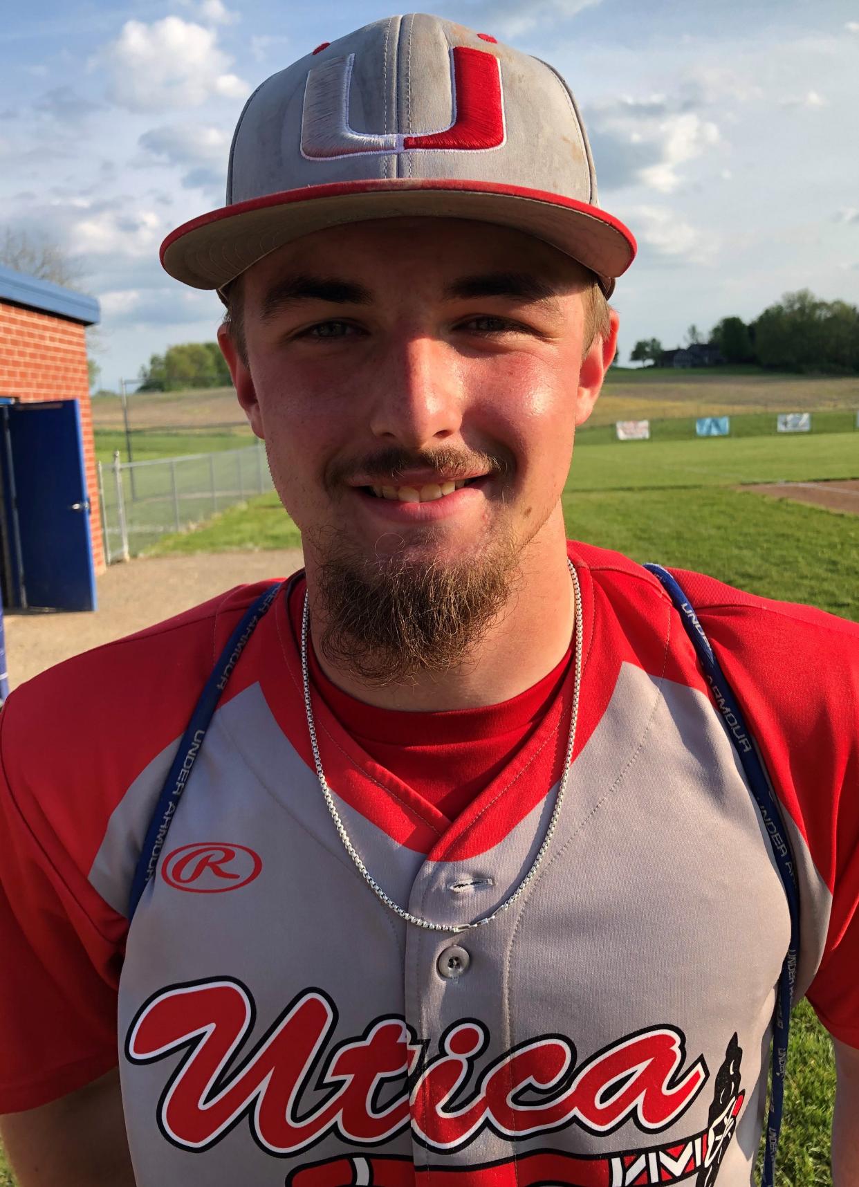 Utica senior Aidyn Burgess delivered RBI singles in his first two at bats as the visiting Redskins beat Licking Valley 5-3 in an LCL crossover game Wednesday.