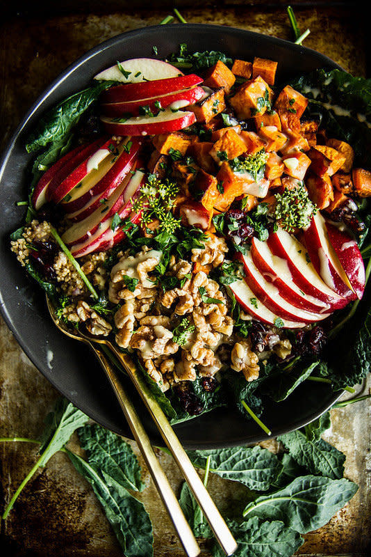 <strong>Get the <a href="http://heatherchristo.com/2015/10/11/spiced-apple-cider-and-sweet-potato-quinoa-bowl/">Spiced Apple Cider And Sweet Potato Quinoa Bowl recipe</a> from Heather Christo</strong>