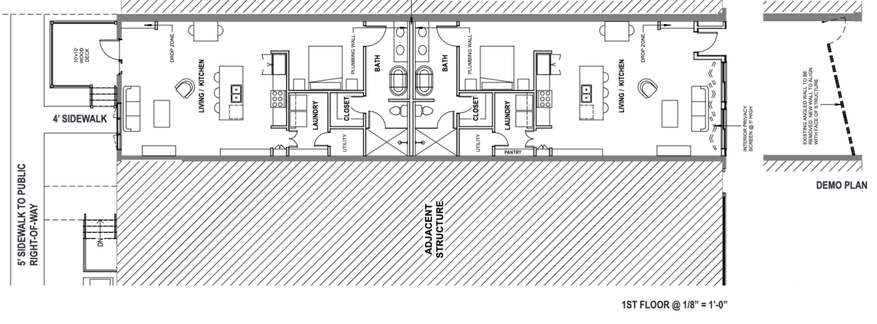 Designs for the interior layout of the apartments.