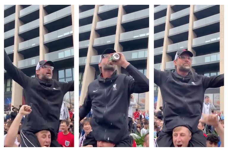 Un hincha quiso imitar a Jürgen Klopp en las afueras del estadio de Wembley