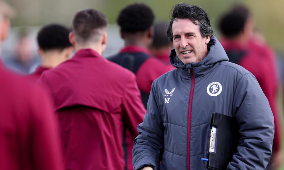 <span>Unai Emery is hoping to lead <a class="link " href="https://sports.yahoo.com/soccer/teams/aston-villa/" data-i13n="sec:content-canvas;subsec:anchor_text;elm:context_link" data-ylk="slk:Aston Villa;sec:content-canvas;subsec:anchor_text;elm:context_link;itc:0">Aston Villa</a> to Champions League qualification.</span><span>Photograph: Neville Williams/Aston Villa FC/Getty Images</span>