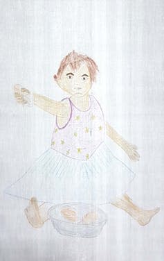 <span class="caption">A Syrian woman’s depiction of her community’s food insecurity.</span> <span class="attribution"><span class="source">Reem Talhouk</span>, <span class="license">Author provided</span></span>