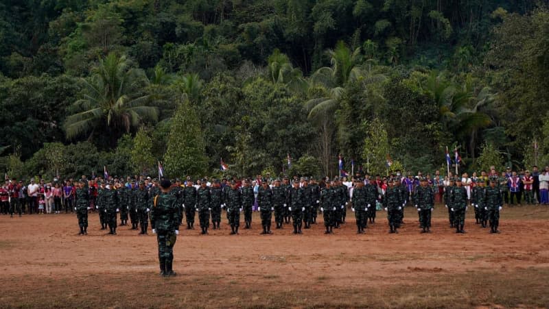 Fighters from the Karen National Union (KNU) at a parade on the border with Thailand. The KNU is the oldest armed group in the multi-ethnic state of Myanmar. Athens Zaw Zaw/dpa