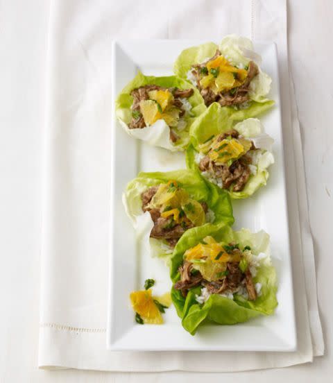 Slow Cooker Balsamic-Ginger Chicken Lettuce Cups