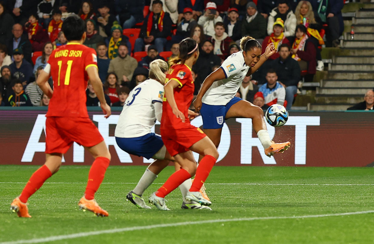 Soccer Football - FIFA Women’s World Cup Australia and New Zealand 2023 - Group D - China v England - Hindmarsh Stadium, Adelaide, Australia - August 1, 2023 England's Lauren James scores their fourth goal REUTERS/Hannah Mckay