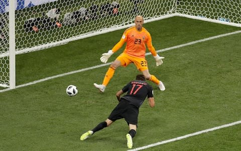 Mario Mandzukic heads wide from within the six yard box. An astonishing miss. - Credit: AP