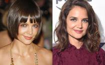<p>Katie Holmes previously showed off an edgy cropped haircut and smoky eye makeup, but her side-parted lob-length waves and subtle makeup give her a fresh and youthful look. (Photo: Getty Images) </p>