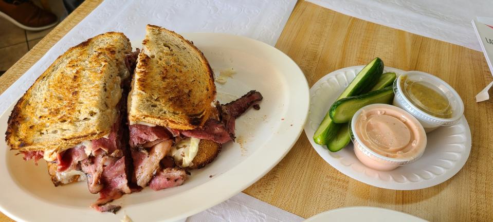 Hot pastrami on rye at Larry's Lunchbox, $19.