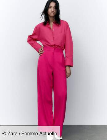 Comment porter le rose fuchsia ? - Elle  Tenue pantalons, Tenue pantalon  blanc, Gros pull rose