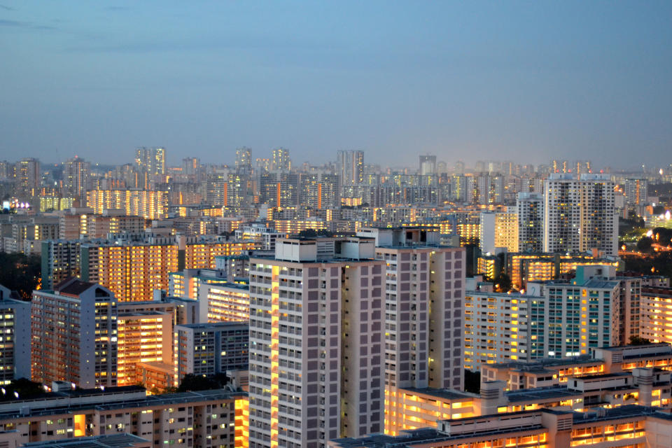 Singapore HDB flat in the evening.