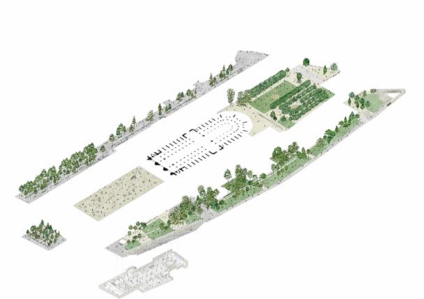 PHOTO: A illustration shows an axonometric depiction of the new passage.  Landscape architect Bas Smets revealed the future look of Notre-Dame's parvis and surroundings, created with urban planner agency GRAU, and architecture agency Neufville-Gayet. (GRAU)