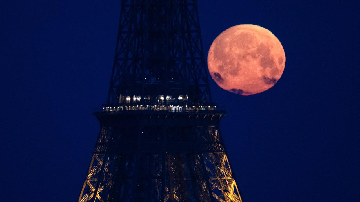 April's Pink Moon seen in Paris, France, April 23, 2024.