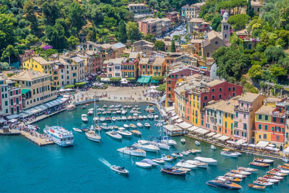 Genoa, Italy with boats in harbor