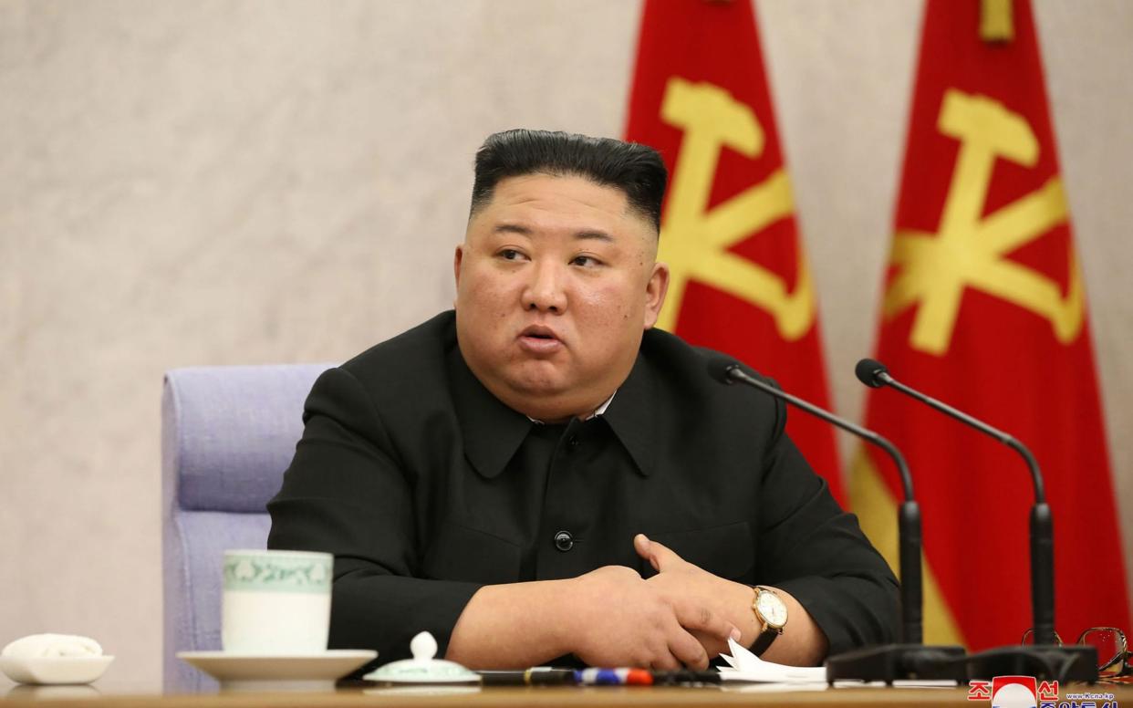 North Korean leader Kim Jong Un speaking during the third-day of the 2nd plenary meeting - STR/KCNA VIA KNS/AFP via Getty Images