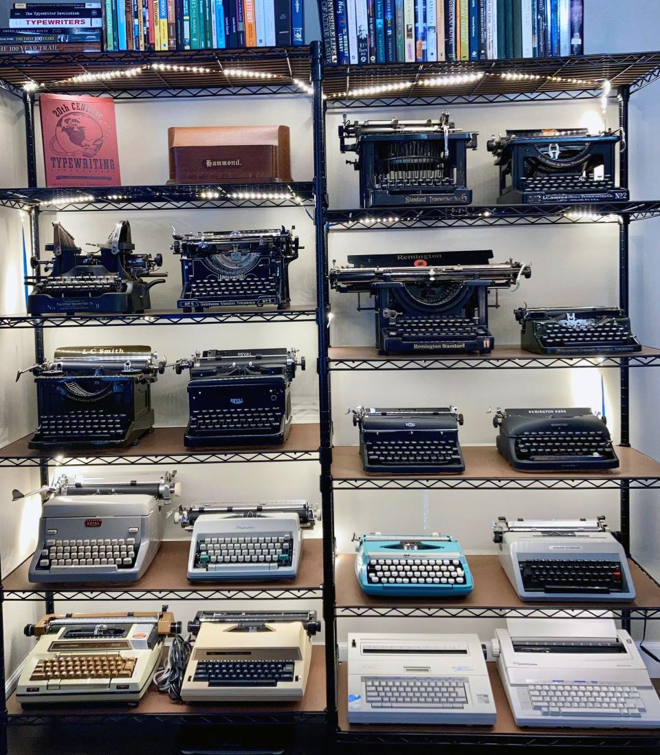 Bob Walker owns a mix of manual and electric typewriters.