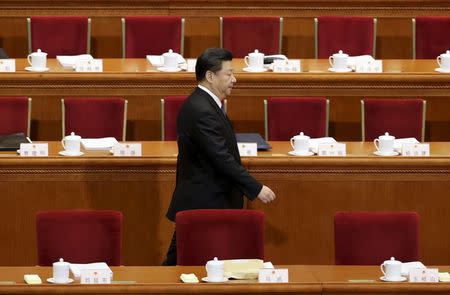 China's President Xi Jinping arrives for the opening session of the National People's Congress (NPC) in Beijing, China, March 5, 2016. REUTERS/Jason Lee