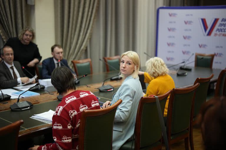 Yekaterina Duntsova, en la presentación de su candidatura. (AP/Alexander Zemlianichenko)