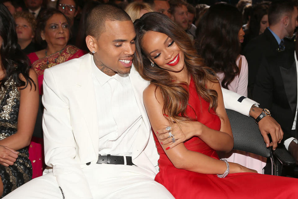 The 55th Annual GRAMMY Awards - Backstage And Audience: Chris Brown and Rihanna