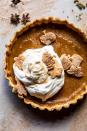 <p>Infuse even more fall taste into a pumpkin pie with this recipe. Chai and maple flavors complement the pumpkin beautifully!</p><p><strong>Get the recipe at <a href="https://www.halfbakedharvest.com/chai-pumpkin-pie-with-maple-whipped-cream/" rel="nofollow noopener" target="_blank" data-ylk="slk:Half Baked Harvest;elm:context_link;itc:0;sec:content-canvas" class="link ">Half Baked Harvest</a>. </strong> </p>