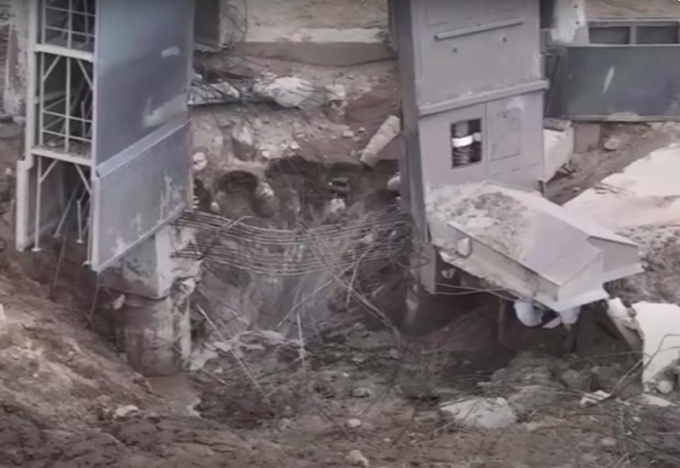 The crater in the launch pad after SpaceX’s Starship took off.