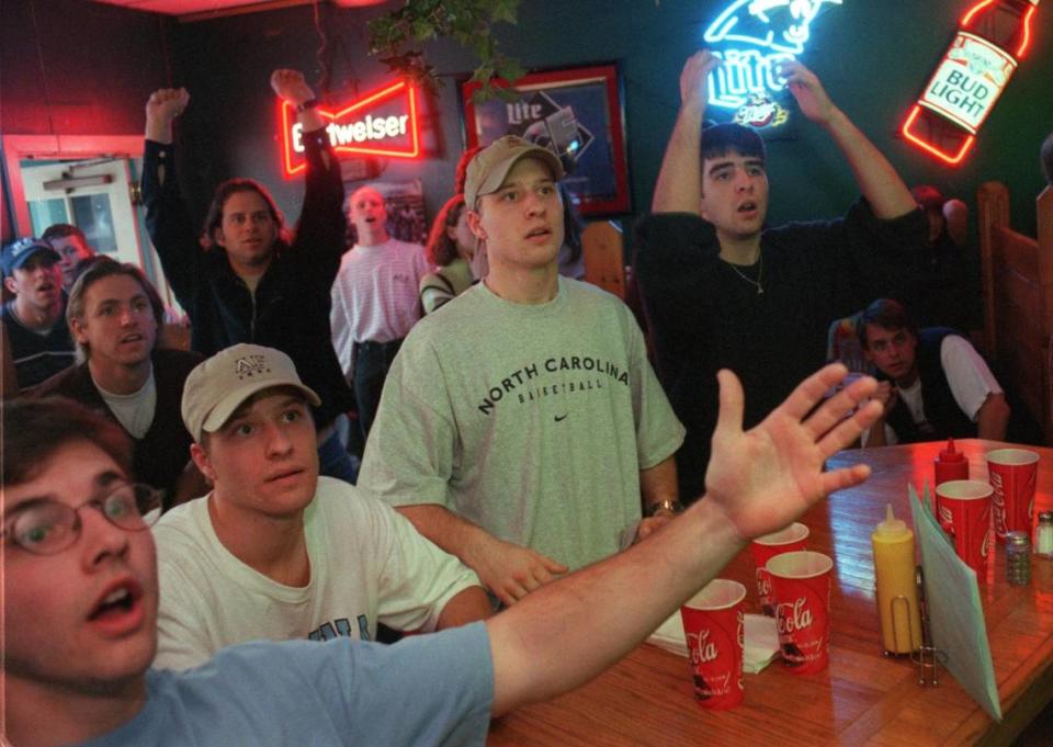 In this 1998 file photo, fans watch a UNC men’s basketball game inside Linda’s Bar & Grill on Franklin Street in Chapel Hill.