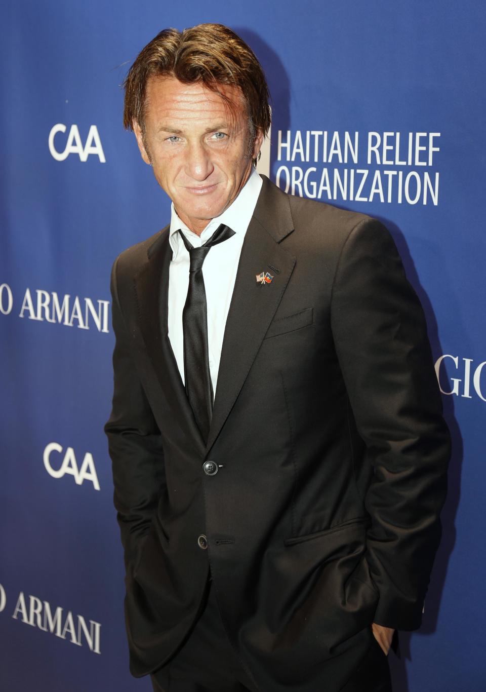 Sean Penn arrives at the 3rd Annual Sean Penn & Friends HELP HAITI HOME Gala on Saturday, Jan. 11, 2014 at the Montage Hotel in Beverly Hills, Calif. (Photo by Colin Young-Wolff /Invision/AP)