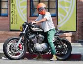 <p>KJ Apa heads to a coffee shop on his Harley Davidson to meet friends in L.A. on Aug. 16.</p>