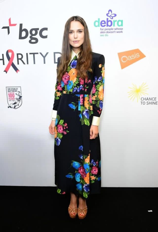 <p>Keira Knightley wore Tabitha Simmons heels to attend the 13th BGC Annual Charity Day.</p>