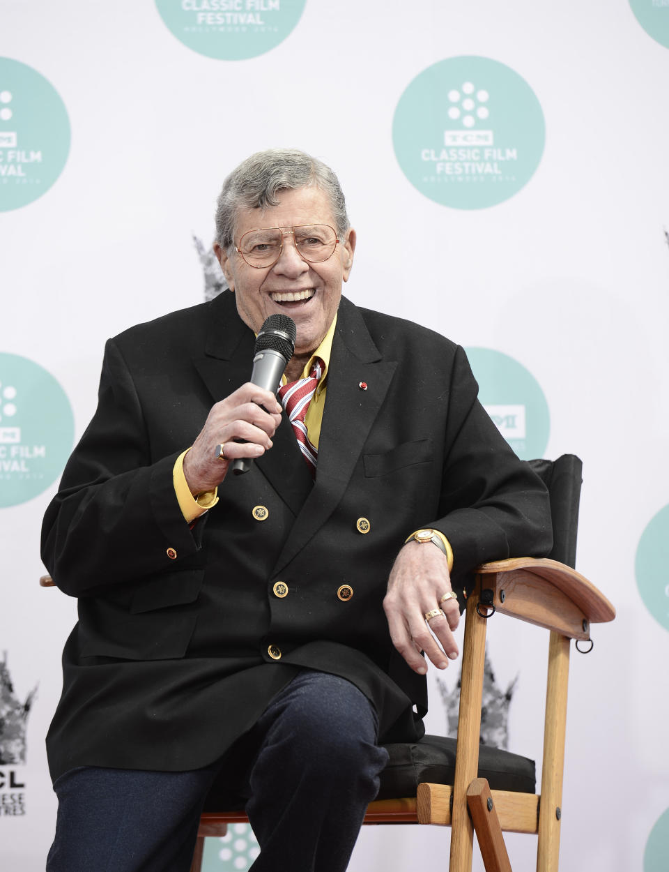 Actor and comedian Jerry Lewis is honored with a hand and footprint ceremony at TCL Chinese Theatre on Saturday, April 12, 2014 in Los Angeles. (Photo by Dan Steinberg/Invision/AP Images)