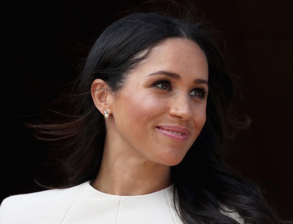 On June 14, the Duchess of Sussex debuted a gift from the Queen while in Cheshire [Photo: Getty]