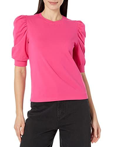 3) Mariko Puff-Sleeve Crew-Neck Stretch Jersey T-Shirt