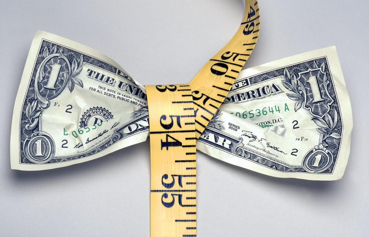 Inching toward a recession .. but what kind? <a href="https://www.gettyimages.com/detail/photo/close-up-of-paper-currency-tied-with-measuring-tape-royalty-free-image/1134683297?phrase=measuring%20tape%20money&adppopup=true" rel="nofollow noopener" target="_blank" data-ylk="slk:Eskay Lim/EyeEm via Getty Images;elm:context_link;itc:0;sec:content-canvas" class="link ">Eskay Lim/EyeEm via Getty Images</a>