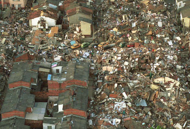 Una vista área del terremoto